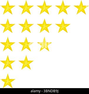 évaluation des étoiles d'or isolé sur blanc, illustration vectorielle. Illustration de Vecteur