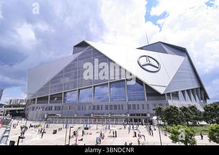 Atlanta, Géorgie, États-Unis. 01 juillet 2025. firo : 02.07.2025, Football, Football : International, FIFA Club World Cup 2025, FIFA Club World Cup 2025, Round of 16 BVB Borussia Dortmund - CF Monterrey 2 :1 vue générale du stade stade stade Mercedes-Benz Stadium le 01 juillet 2025 à Atlanta, Géorgie, États-Unis. Crédit : dpa/Alamy Live News Banque D'Images