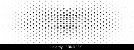 demi-teinte horizontale de fleur noire étalée à partir du centre pour le motif et l'arrière-plan. Illustration de Vecteur