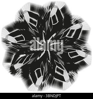 Icône de kaléidoscope noir. Vortex étoilé dentelé. Vecteur dynamique des éclats. Rotation abstraite audacieuse. Illustration de Vecteur