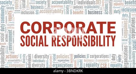 Responsabilité sociale d'entreprise CSR Word Cloud conception conceptuelle isolé sur fond blanc. Illustration de Vecteur