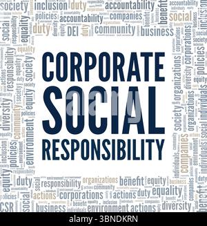 Responsabilité sociale d'entreprise CSR Word Cloud conception conceptuelle isolé sur fond blanc. Illustration de Vecteur