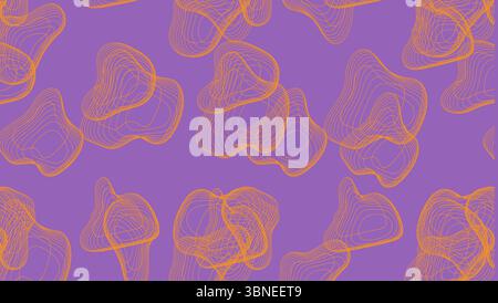 Motif abstrait sans couture de blobs de contour orange sur fond violet créant une texture artistique et moderne inspirée d'Halloween Illustration de Vecteur