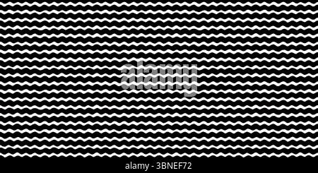Motif de rayures ondulées sans couture en noir et blanc. Les lignes horizontales audacieuses forment une texture abstraite dynamique parfaite pour l'emballage, l'image de marque moderne, ou Illustration de Vecteur