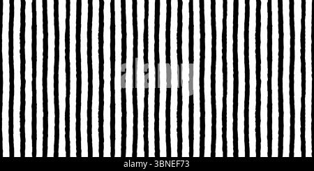 Motif horizontal sans couture avec lignes verticales texturées à la craie dessinées à la main. Arrière-plan contrasté avec des bandes de gribouillage sommaires en noir et blanc Illustration de Vecteur