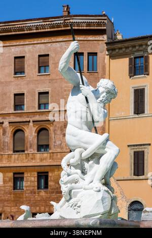 Fontaine de Neptune, gros plan, Piazza Navona, Rome, Latium, Italie Banque D'Images