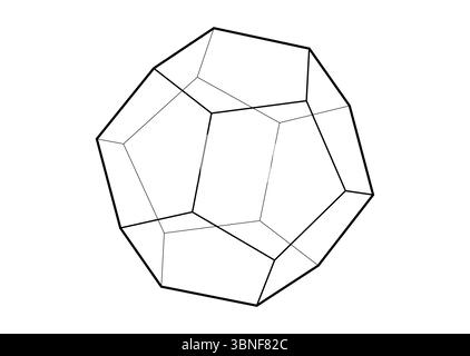 Modèle 3D de forme dodécaèdre, illustration vectorielle solide platonique isolé sur un fond blanc Illustration de Vecteur