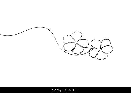 Fleur d'hibiscus dessin d'une ligne dans un style minimaliste isolé sur fond blanc illustration vectorielle Illustration de Vecteur