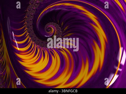 Vortex Spiral en violet et jaune - Hypnotic Swirl Abstract Design pour affiches, couvertures d'album et concepts de marque énergiques Banque D'Images