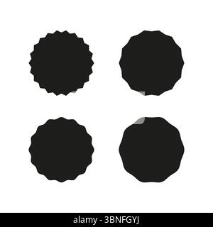 Ensemble d'autocollants de cercle. Star Burst façonne les étiquettes pour le prix. Promo bord ondulé pour badges noirs. Autocollants de solde. Icônes de silhouette abstraite. Étiquettes vintage plates Illustration de Vecteur