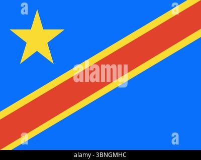 Drapeau de la République démocratique du Congo. Couleurs et proportions officielles. Drapeau de la République démocratique du Congo. Illustration de Vecteur