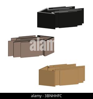 Icône de boîte d'expédition. Lot de colis en carton. Ensemble isométrique vecteur. Concept de stockage logistique. Illustration de Vecteur