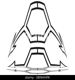 Icône de fusée futuriste. Contour angulaire du vaisseau spatial. Vecteur technique minimal. Sur fond blanc. Illustration de Vecteur