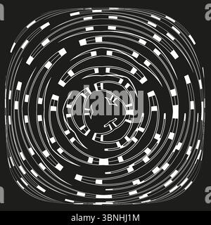 Icône labyrinthe circulaire. Conception de trajectoire concentrique. Vecteur labyrinthe complexe. Sur fond noir. Illustration de Vecteur