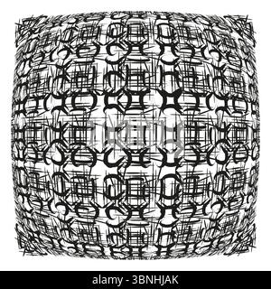 Icône de grille cubique. Matrice tridimensionnelle. Vecteur de treillis abstrait. Répétition de blocs géométriques. Illustration de Vecteur
