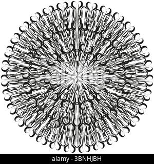 Icône de mandala botanique. Motif de pétales circulaires. Bague ornée vecteur. Motif fleuri fleuri. Illustration de Vecteur