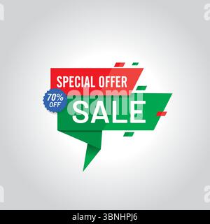 Bannière de vente d'offre spéciale avec étiquette de réduction Illustration de Vecteur