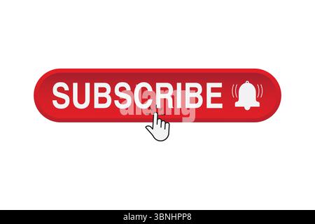 'Icône du bouton d'abonnement - cliquez avec le symbole de notification de cloche' Illustration de Vecteur