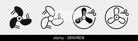 « Collection d'icônes de ventilateur - lames et conceptions circulaires pour le refroidissement et la circulation de l'air » Illustration de Vecteur
