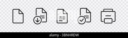 'Collection d'icônes de fichier - Télécharger, vérifier et imprimer les symboles de fichier' Illustration de Vecteur