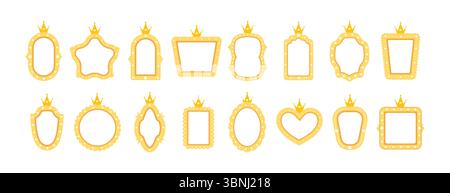 Miroirs et cadres princesse. Différentes formes pour invitation, cartes postales et flyers. Mignon élément vintage pour la décoration de fête d'anniversaire. Vecteur Illustration de Vecteur