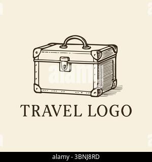 Vintage Travel Chest Vector logo Design pour les idées de chercheurs d'aventure Illustration de Vecteur