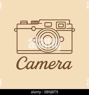 Graphique d'icône d'appareil photo vintage avec des lignes brunes nettes et un design simple Illustration de Vecteur