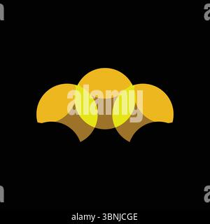 Un design abstrait minimaliste avec des pétales jaunes superposés sur un fond noir, créant un effet visuel saisissant et moderne. Illustration de Vecteur