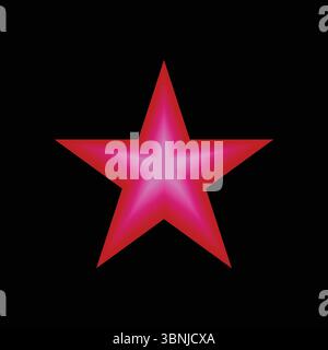 Une illustration numérique frappante d'une étoile à cinq branches avec un dégradé lumineux de rose à rouge, projetant une lueur brillante sur un fond noir dur, Per Illustration de Vecteur