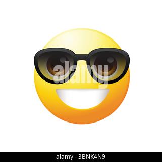 Émoticône de haute qualité avec lunettes de soleil. Vecteur emoji. Visage souriant cool avec illustration vectorielle de lunettes de soleil. Lunettes de soleil emoji. Illustration de Vecteur