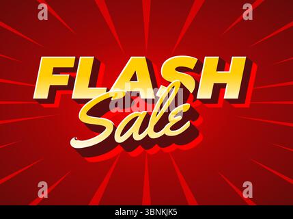 Un graphique vibrant avec le texte FLASH Sale en gras, typographie accrocheuse L'arrière-plan est un rouge dynamique avec des lignes rayonnantes, créant un sens Illustration de Vecteur