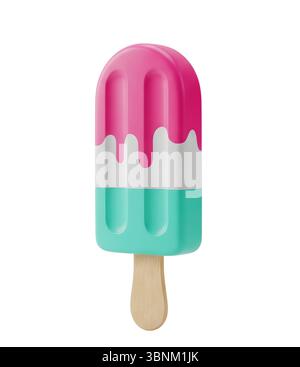Glace stick rendu 3D minimaliste dans un rendu doux et lisse Banque D'Images