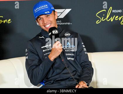Towcester, Royaume-Uni. 03 juillet 2025. Alexander Albon, Williams, lors d'une conférence de presse des pilotes lors du Grand Prix de Grande-Bretagne de formule 1 Qatar Airways à Silverstone, Towcester, Northamptonshire, Royaume-Uni. Crédit : LFP/Alamy Live News Banque D'Images