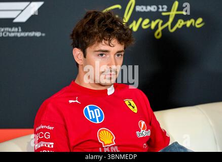 Towcester, Royaume-Uni. 03 juillet 2025. Charles Leclerc, Ferrari, lors d'une conférence de presse des pilotes lors du Grand Prix de Grande-Bretagne de formule 1 Qatar Airways à Silverstone, Towcester, Northamptonshire, Royaume-Uni. Crédit : LFP/Alamy Live News Banque D'Images