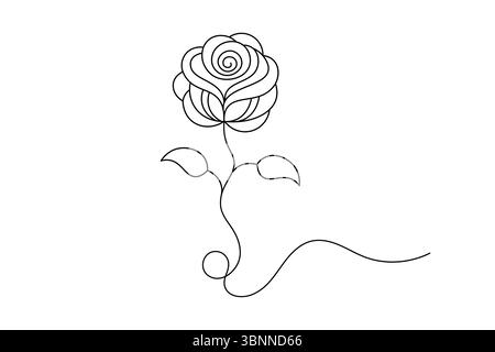 Dessin à la rose ligne unique Design minimaliste de fleurs d'art en ligne continue. vecteur Illustration de Vecteur