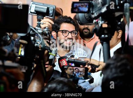 Mumbai, Inde. 03 juillet 2025. MUMBAI, INDE - 3 JUILLET : Aaditya Thackeray, MLA SS UBT, pendant la session de l'Assemblée de la mousson à Vidhan Bhavan le 3 juillet 2025 à Mumbai, Inde. (Photo par Anshuman Poyrekar/Hindustan Times/Sipa USA) crédit : Sipa USA/Alamy Live News Banque D'Images