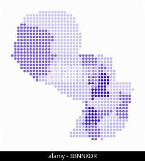 Carte en pointillés du Paraguay. Carte de style numérique du pays sur fond blanc. Paraguay forme avec des points circulaires. Style de points colorés. Cercles de grande taille. Illustration de Vecteur