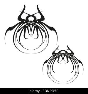 Formes abstraites d'araignée. Motif de créature d'insecte. Eléments stylisés en arachnide. Illustration vectorielle. Illustration de Vecteur