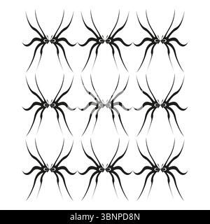 Formes abstraites d'araignée. Motif de créature d'insecte. Eléments stylisés en arachnide. Illustration vectorielle Illustration de Vecteur