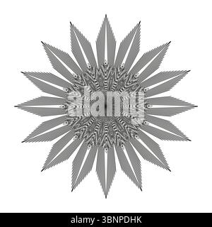 Icône de floraison de pétales. Motif fleuri superposé. Vecteur radial du lotus. Mandala symétrique en Marguerite. Illustration de Vecteur