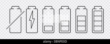 « Icônes de batterie - charge, alimentation, batterie faible, charge complète » Illustration de Vecteur