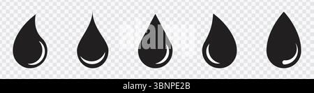 Icônes de gouttes d'eau noire définies Illustration de Vecteur