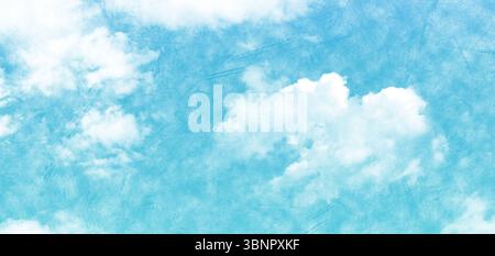Grand nuage de cumulus flottant dans l'illustration de ciel peint avec des nuages tordus dispersés Banque D'Images