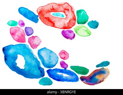 Colorée pois d'aquarelle dessinés à la main texture main libre Banque D'Images
