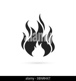 icône de feu noir ou logo de flamme Illustration de Vecteur