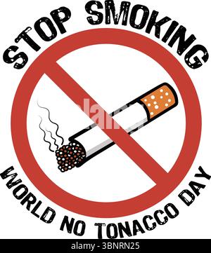 Illustration vectorielle de la Journée mondiale sans tabac – conception de sensibilisation à l'arrêt du tabac Illustration de Vecteur