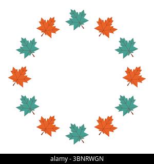 Cadre de feuilles. Feuilles d'automne douillettes. Illustration plate vectorielle isolée sur un fond blanc. Illustration de Vecteur