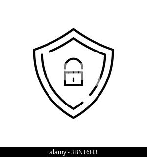 Délimitez l'icône de bouclier de sécurité avec cadenas, représentant la protection numérique et la sécurité des données. Illustration de Vecteur