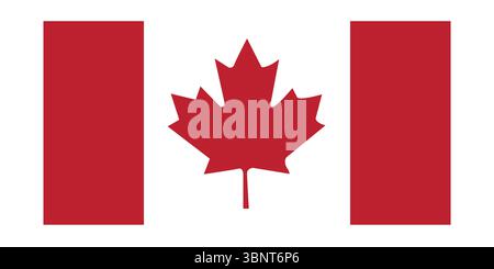 Illustration vectorielle du drapeau du Canada mettant en vedette l'emblématique feuille d'érable rouge. Parfait pour le jour de l'indépendance, les célébrations nationales, le patriotisme, les événements culturels. Illustration de Vecteur