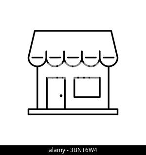 Illustration simple d'une vitrine classique, représentant des commerces de détail, des petites entreprises ou des espaces commerciaux. Illustration de Vecteur